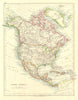 NORTH AMERICA POLITICAL. Greenland USA Canada Mexico. JOHNSTON 1906 old map
