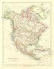 NORTH AMERICA POLITICAL. Greenland USA Canada Mexico. JOHNSTON 1906 old map