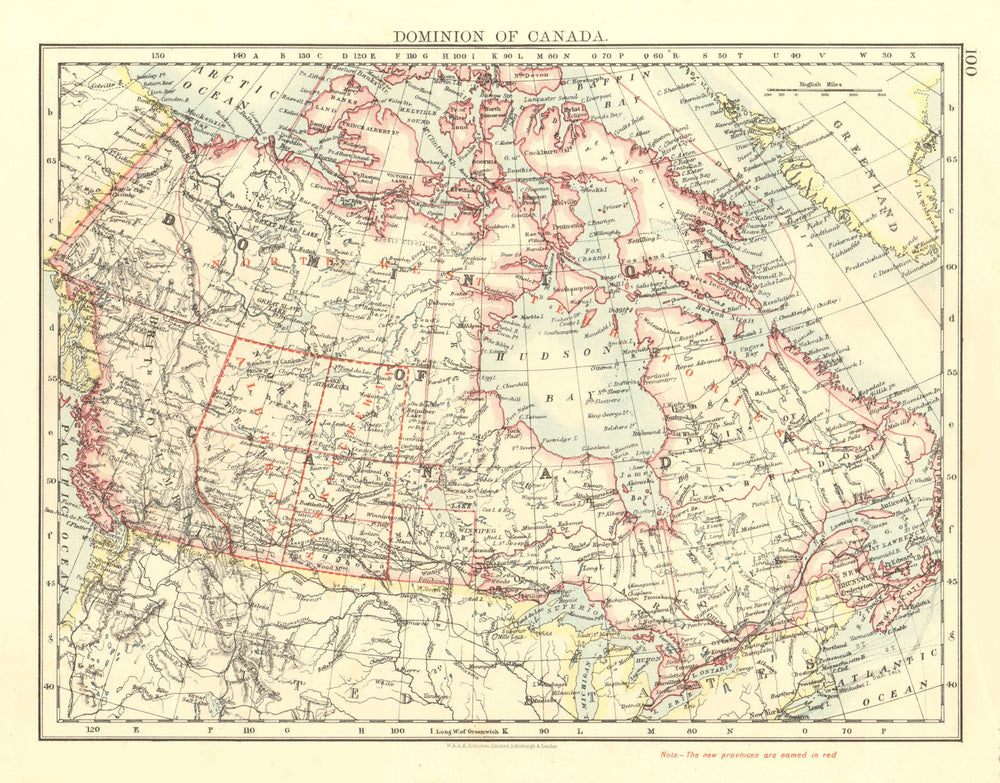 DOMINION OF CANADA. Showing "new provinces" in red. Canadian Pacific 1906 map