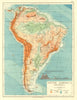 SOUTH AMERICA PHYSICAL. Inset West-East cross section.  JOHNSTON 1906 old map