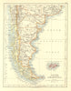 PATAGONIA. Southern Argentina & Chile. Falkland Islands.  JOHNSTON 1906 map