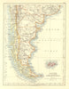 PATAGONIA. Southern Argentina & Chile. Falkland Islands.  JOHNSTON 1906 map