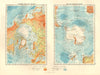 NORTH & SOUTH POLES. Explorers Nansen Scott Amundsen Peary Shackleton 1920 map