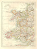 WALES. Showing counties. Telegraph cables. JOHNSTON 1920 old antique map chart