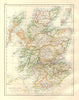 SCOTLAND. Counties. Undersea telegraph cables. JOHNSTON 1920 old antique map