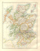 SCOTLAND. Counties. Undersea telegraph cables. JOHNSTON 1920 old antique map