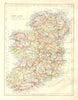 IRELAND. Showing counties. Undersea telegraph cables. JOHNSTON 1920 old map