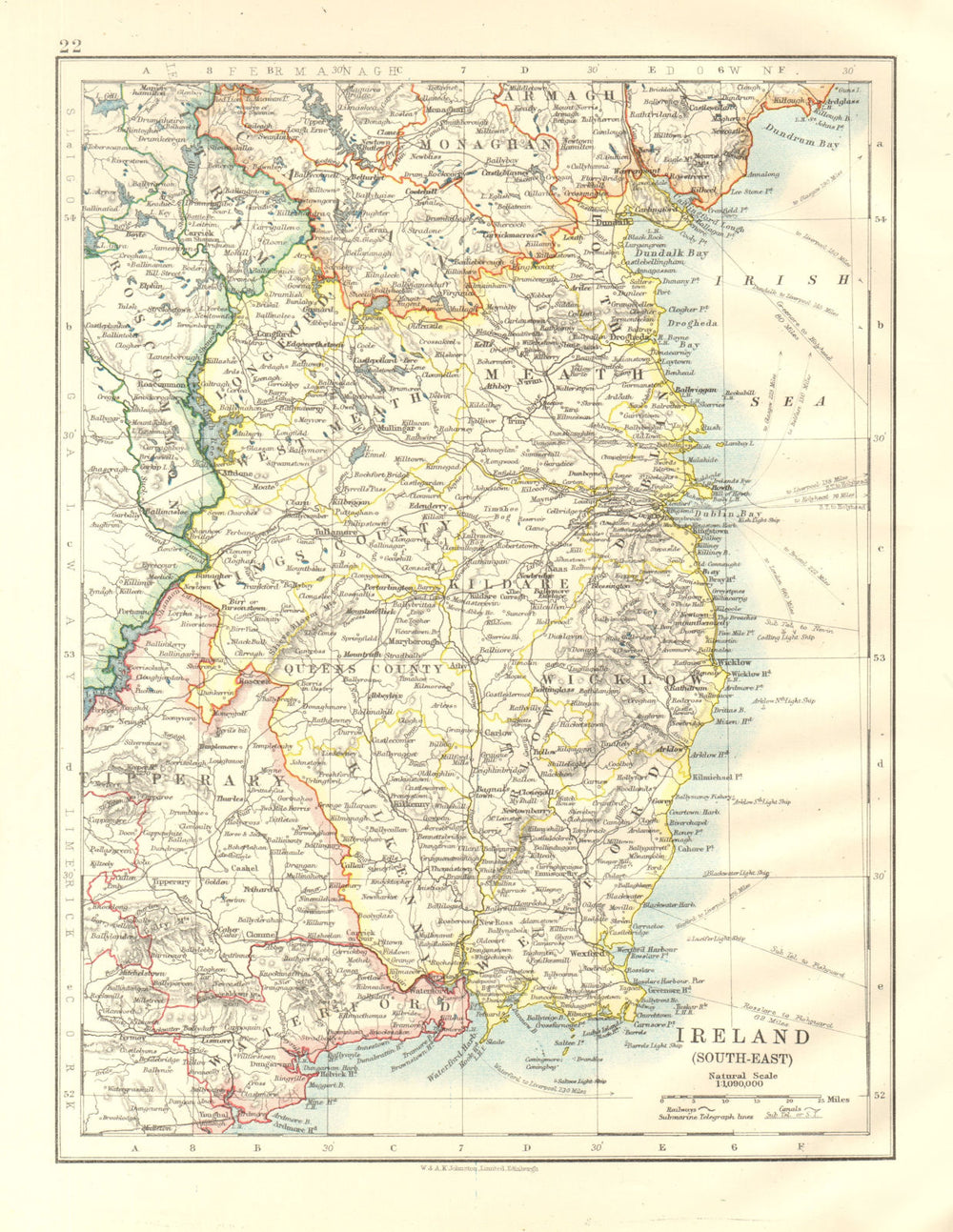 LEINSTER. Meath Dublin Longford Wexford Wicklow. SE Ireland. JOHNSTON 1920 map