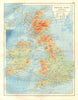 BRITISH ISLES RELIEF. Showing isotherms in January & July. JOHNSTON 1920 map