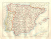 SPAIN AND PORTUGAL. Iberia. Provinces railways. Balearics. JOHNSTON 1920 map