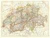 SWITZERLAND. Shows cantons & railways. Alps. Italian lakes. JOHNSTON 1920 map