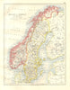 SCANDINAVIA. Sweden Norway.Railways Undersea telegraph cables. JOHNSTON 1920 map