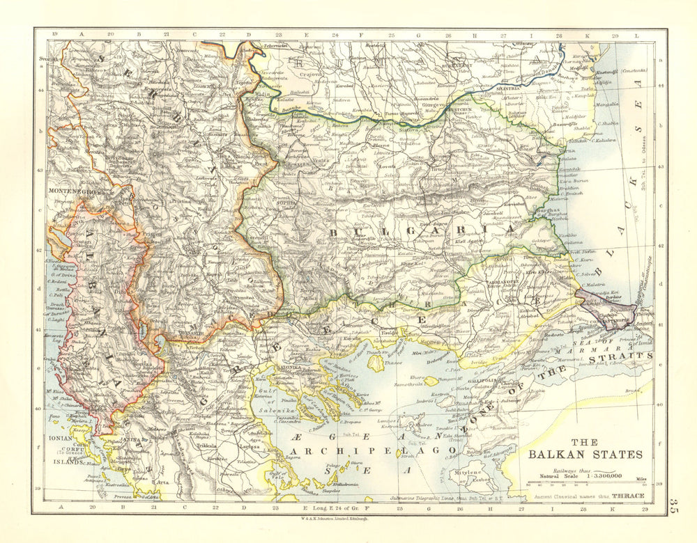 BALKAN STATES per Treaty of Sevres. Zone of Straits DMZ. Greek Thrace 1920 map
