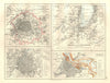 EUROPEAN CITIES. Environs of Paris Brussels Amsterdam Geneva. JOHNSTON 1920 map