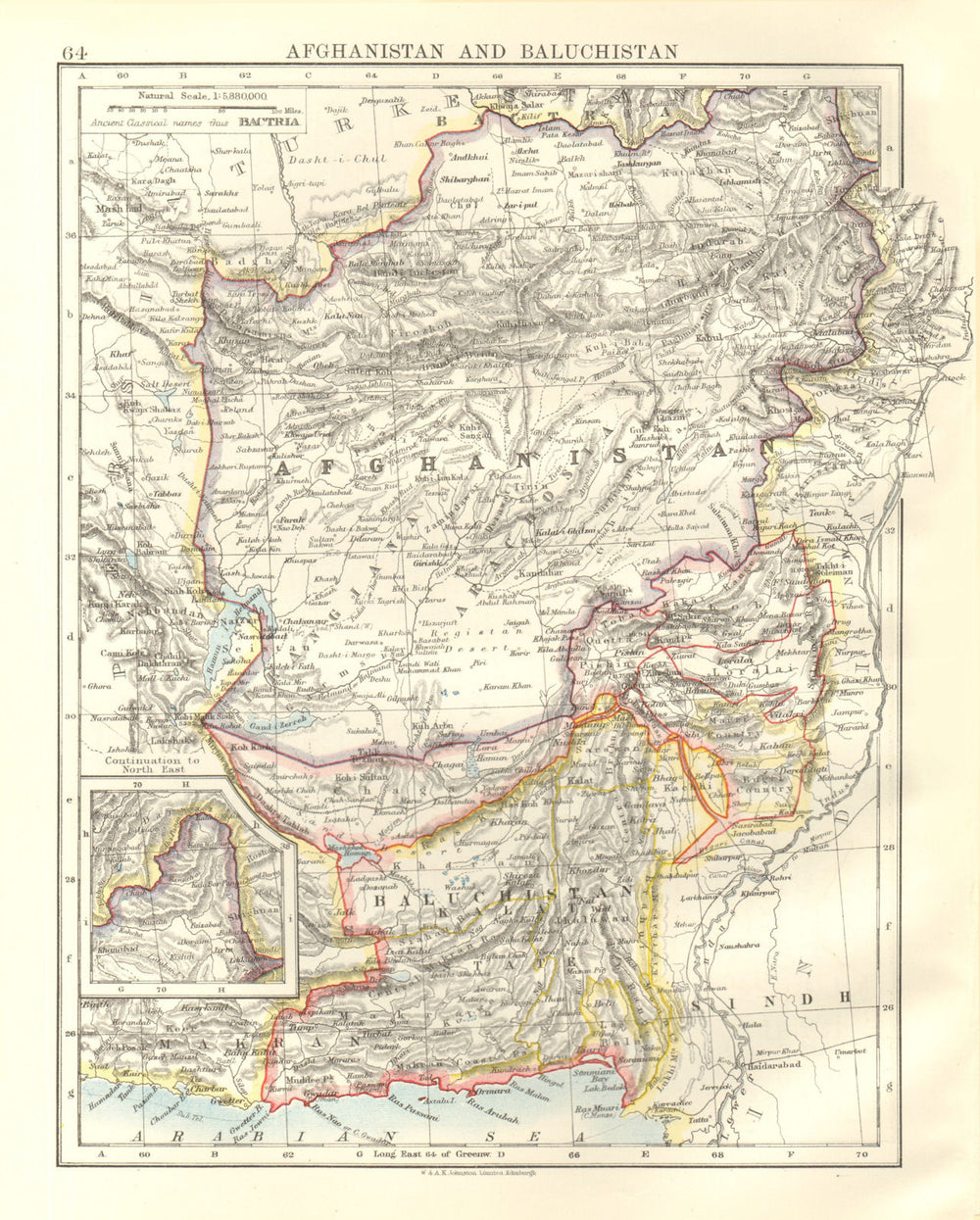 AFGHANISTAN & BALUCHISTAN. Kabul. Pakistan Chagai Zhob Loralai 1920 old map