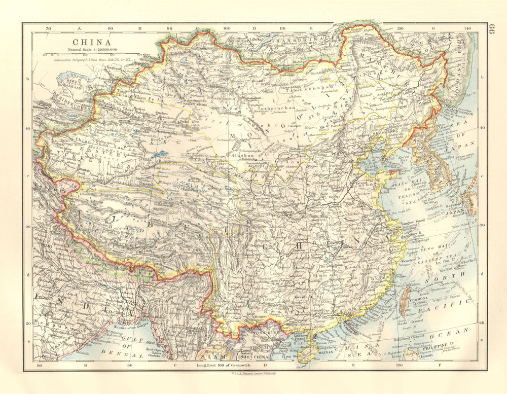 CHINA. East Asia Tibet Mongolia East Turkestan Korea Formosa. JOHNSTON 1920 map