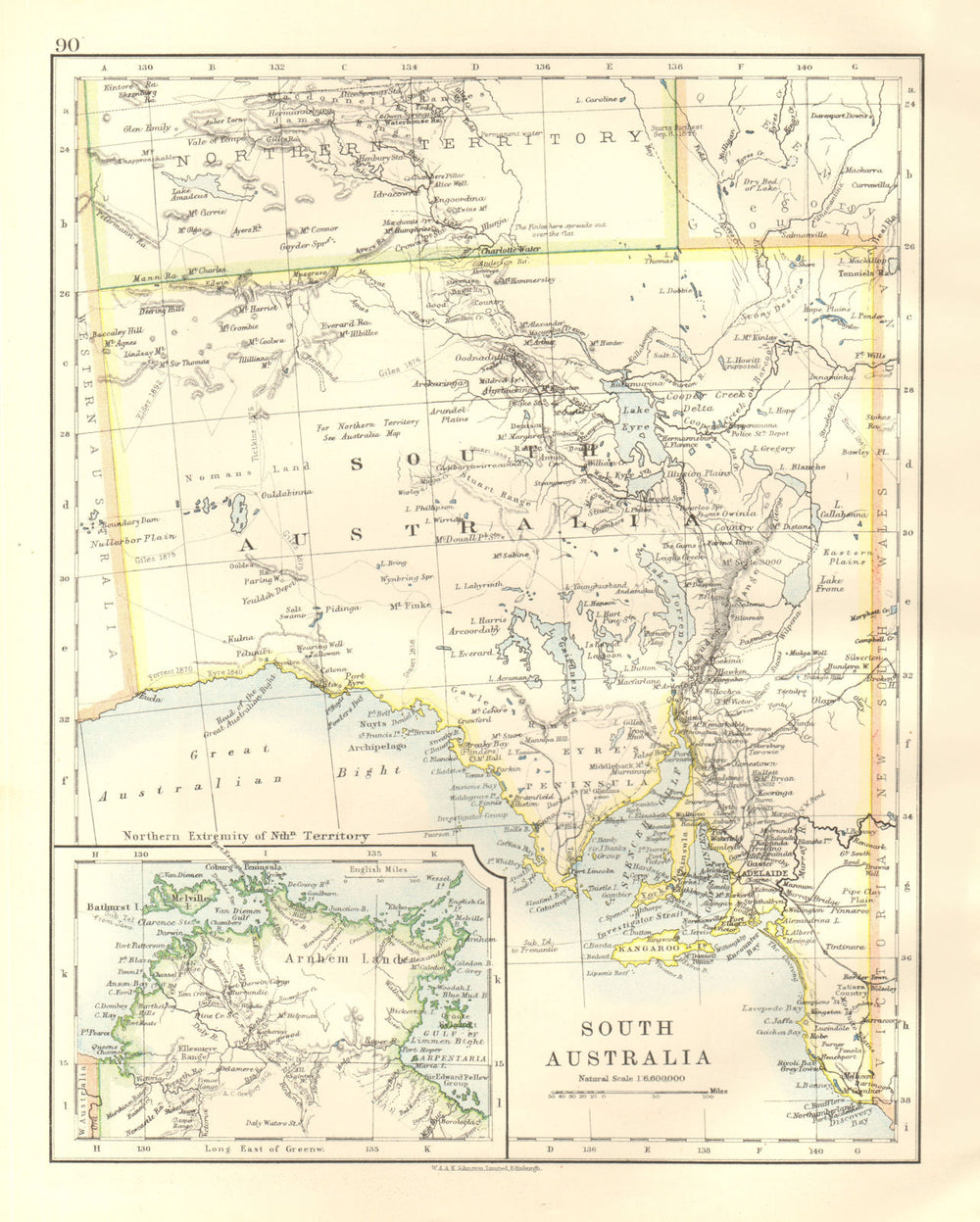 SOUTH AUSTRALIA.Explorer route Sturt Giles Elder Forrest Eyre Tictkins 1920 map