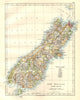 SOUTH ISLAND NEW ZEALAND. Showing counties. Telegraph cables. JOHNSTON 1920 map