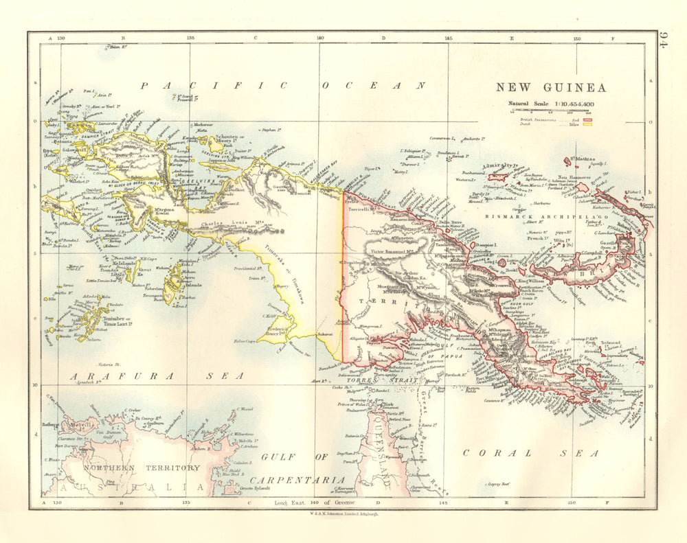 COLONIAL NEW GUINEA. British & Dutch New Guinea. Bismarck Archipelago 1920 map