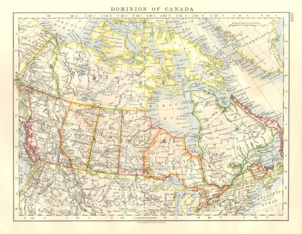 DOMINION OF CANADA. Provinces. Canadian Pacific Railroad. JOHNSTON 1920 map