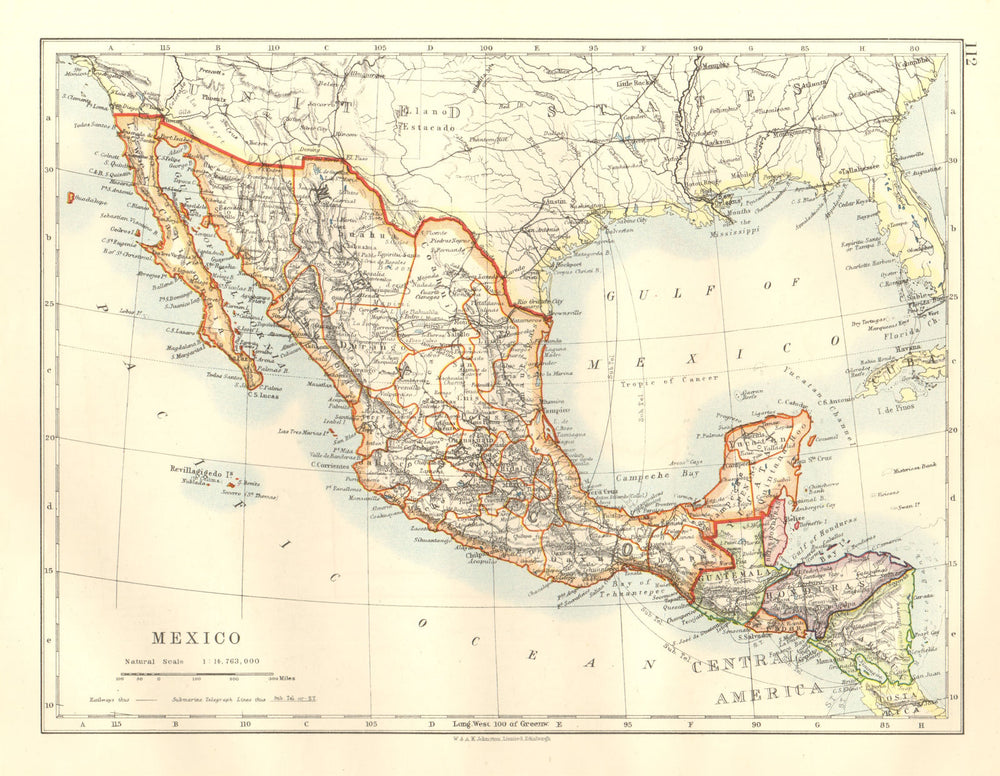 MEXICO & Central America. Guatemala British Honduras Nicaragua JOHNSTON 1920 map
