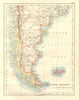 PATAGONIA. Southern Argentina & Chile. Falkland Islands. JOHNSTON 1920 old map
