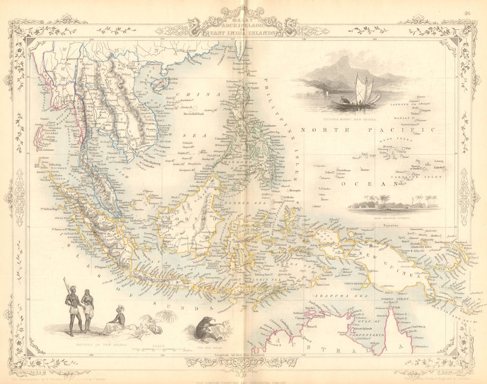 MALAY ARCHIPELAGO/EAST INDIA ISLANDS. Philippines Indies.TALLIS/RAPKIN 1849 map