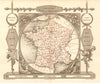 France. Divisée par départements. Scarce antique map/carte by A.M. PERROT 1823