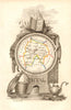CANTAL département. Scarce antique map/carte by A.M. PERROT 1823 old