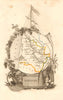 GIRONDE département. Scarce antique map/carte by A.M. PERROT 1823 old