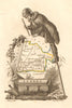 LANDES département. Scarce antique map/carte by A.M. PERROT 1823 old