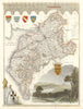 Cumberland antique hand-coloured county map by Thomas Moule c1840 old