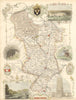 Derbyshire antique hand-coloured county map by Thomas Moule c1840 old