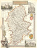 Staffordshire antique hand-coloured county map by Thomas Moule c1840 old