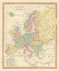 Decorative copperplate map of EUROPE by George A COOKE with original colour 1817