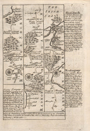 Rhayader-River Wye-Bronant-Aberystwyth road map by J. OWEN & E. BOWEN 1753