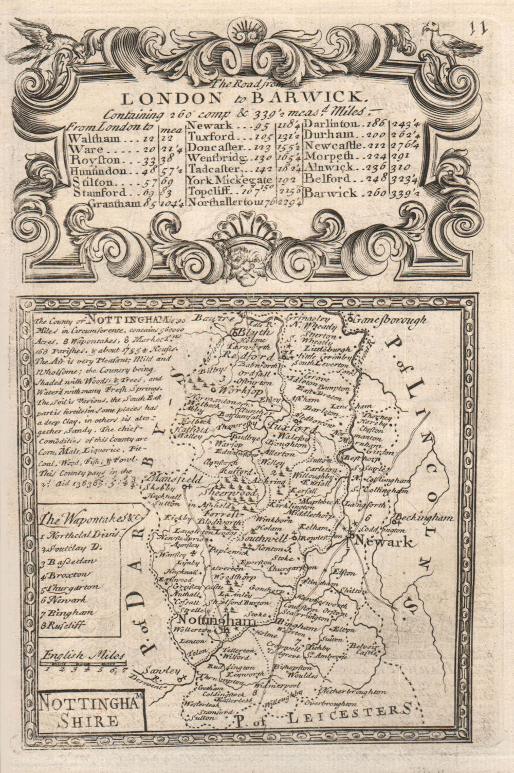 'Nottingham-Shire'. County map by J. OWEN & E. BOWEN. Nottinghamshire 1753