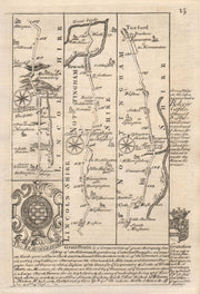 Grantham-Foston-Newark-on-Trent-Tuxford road map by J. OWEN & E. BOWEN 1753