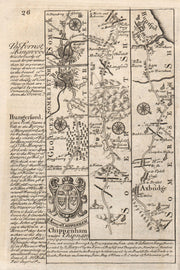 Bristol-Axbridge-Huntspill road strip map by J. OWEN & E. BOWEN 1753 old