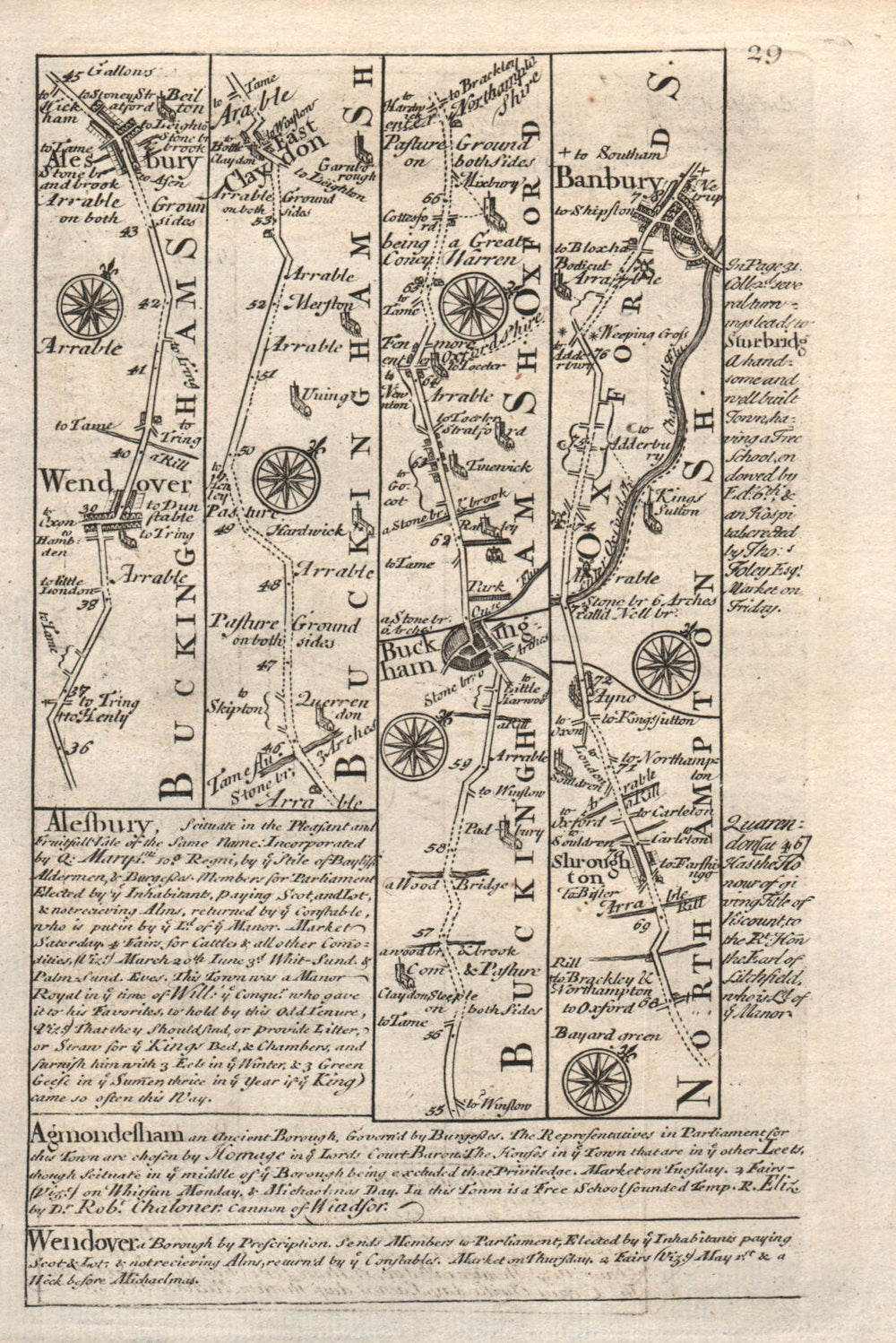 Wendover-Aylesbury-East Claydon-Buckingham-Banbury OWEN/BOWEN road map 1753