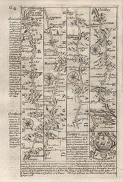 Crewkerne-Axminster-Honiton-Exeter-Chudleigh road map by OWEN & BOWEN 1753