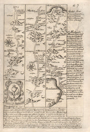 Marazion-Penzance-St Buryan-Lands End road map by J. OWEN & E. BOWEN 1753
