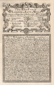 The Road from London to Bath & Wells. The Description of London - continued 1753