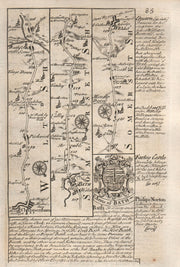 Chippenham-Bath-Paulton-Wells road strip map by J. OWEN & E. BOWEN 1753