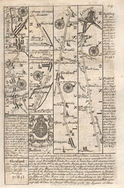 Kirton-Boston-Swineshead-Sleaford-Lincoln road map by J. OWEN & E. BOWEN 1753