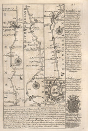 Garstang-Lancaster-Bolton le Sands-Natland-Kendal road map by OWEN & BOWEN 1753