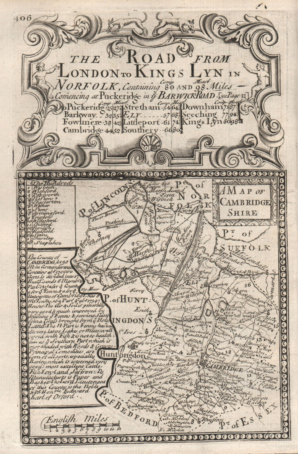 'A Map of Cambridge-Shire'. County map by OWEN & BOWEN. Cambridgeshire 1753