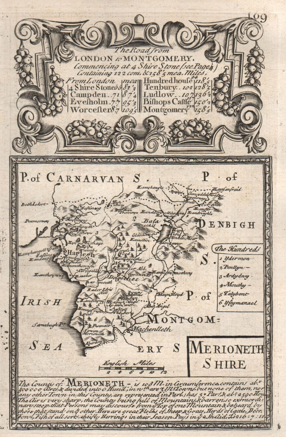 'Merioneth-Shire'. County map by J. OWEN & E. BOWEN. Merionethshire 1753