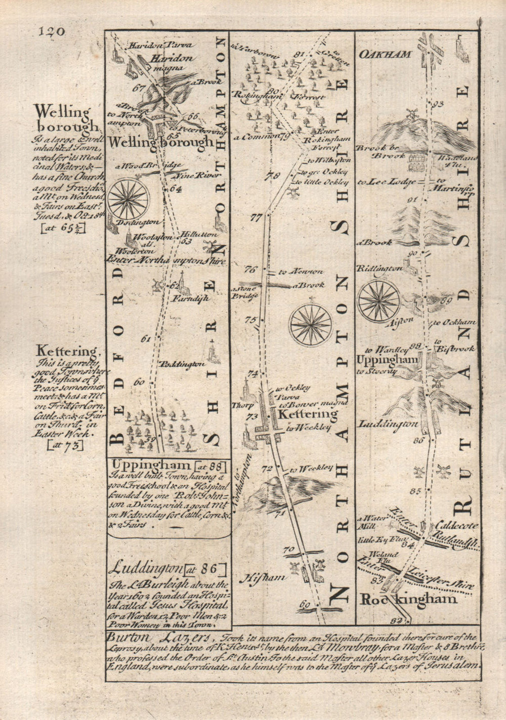 Wellingborough-Kettering-Rockingham-Uppingham-Oakham OWEN/BOWEN road map 1753