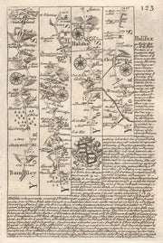 Barnsley-Kirkburton-Halifax-Skipton road strip map by J. OWEN & E. BOWEN 1753